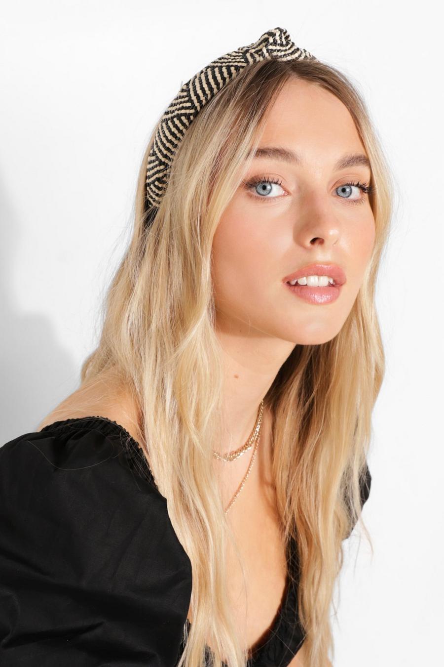 Black And Natural Woven Headband image number 1