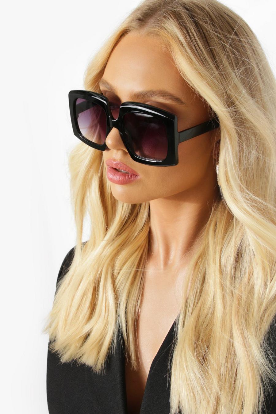 Black Oversized Square Sunglasses image number 1