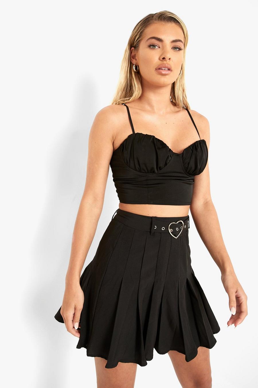 Black Heart Belt Woven Tennis Skirt image number 1