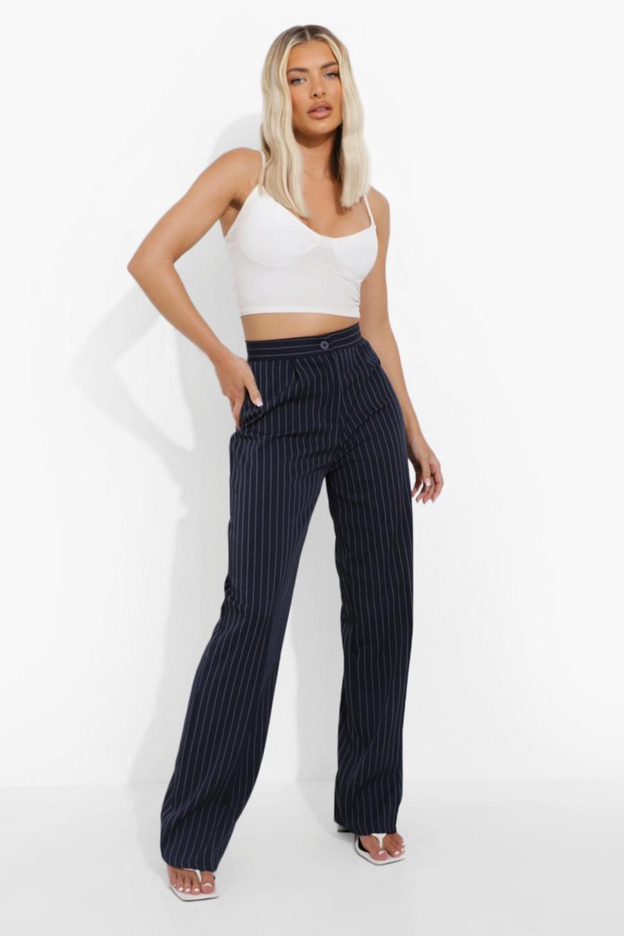Pinstripe Pleat Detail Relaxed Woven Pants