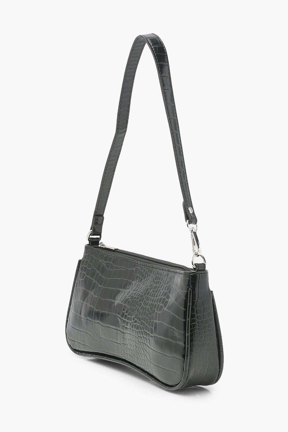 Simple Black Leather Crossbody Bag With Zipper 