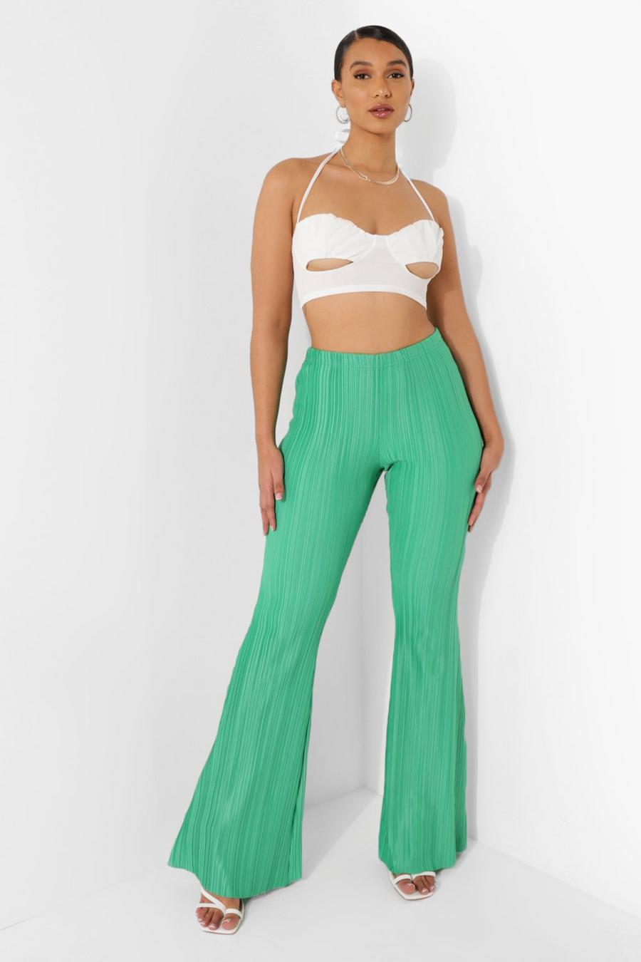 Mint High Waisted Plisse Flared Trousers image number 1