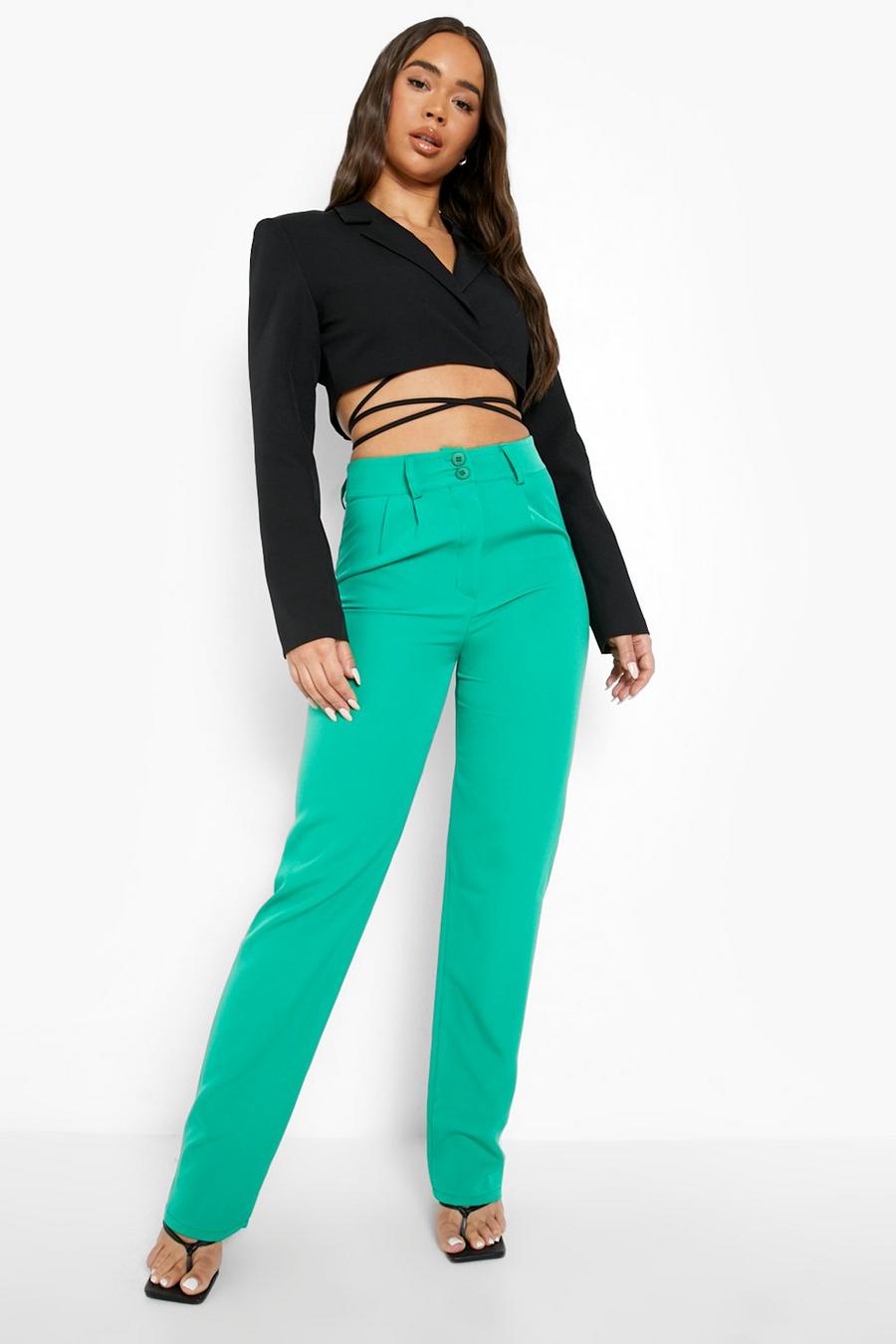 Green Double Button Relaxed Woven Trouser image number 1