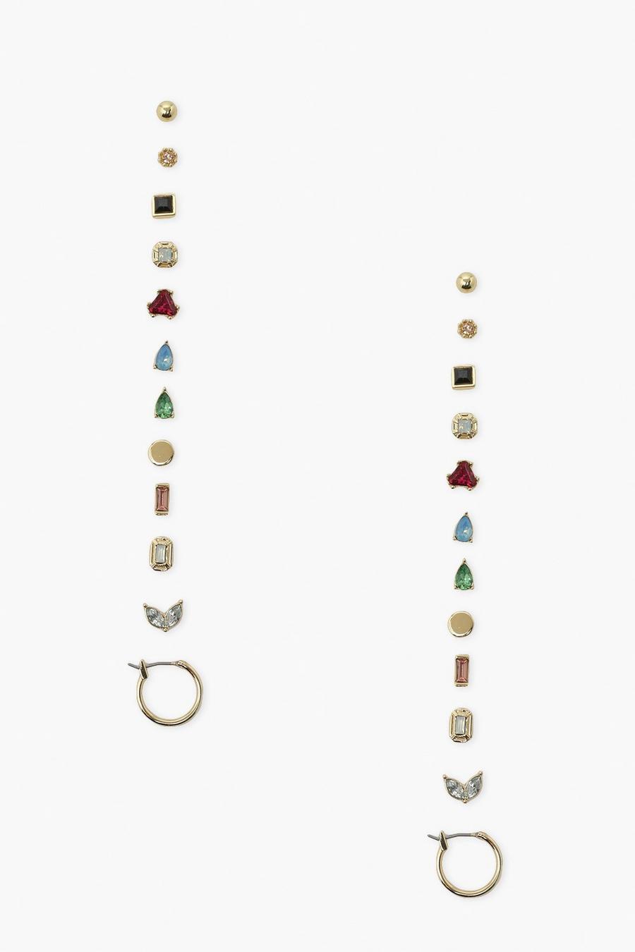 Gold Örhängen med smyckestenar i olika färger image number 1
