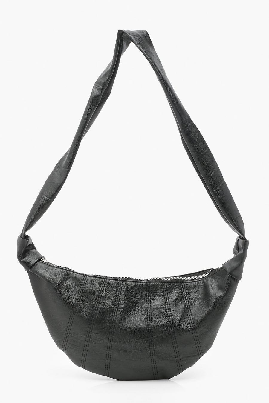 Black Knotted Zipped Tote Bag image number 1