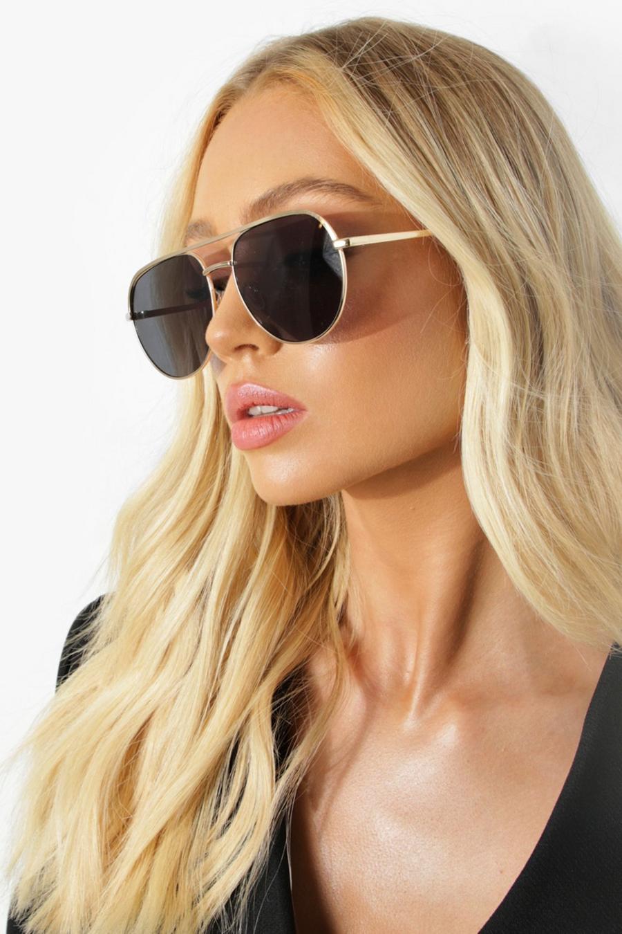 Black Matte Top Aviator Style Sunglasses image number 1