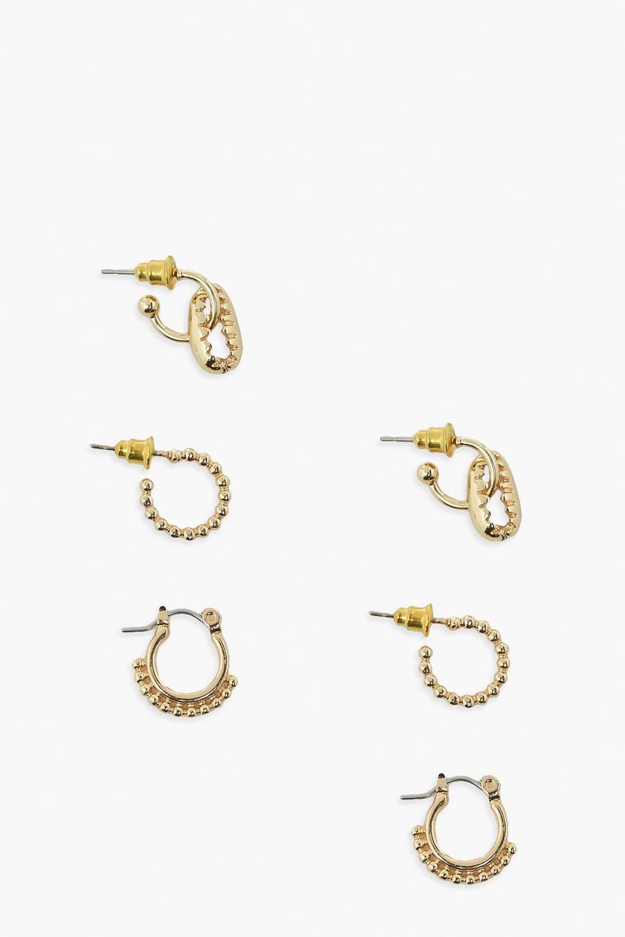 Gold Shell Charm Hoop Earring Pack image number 1