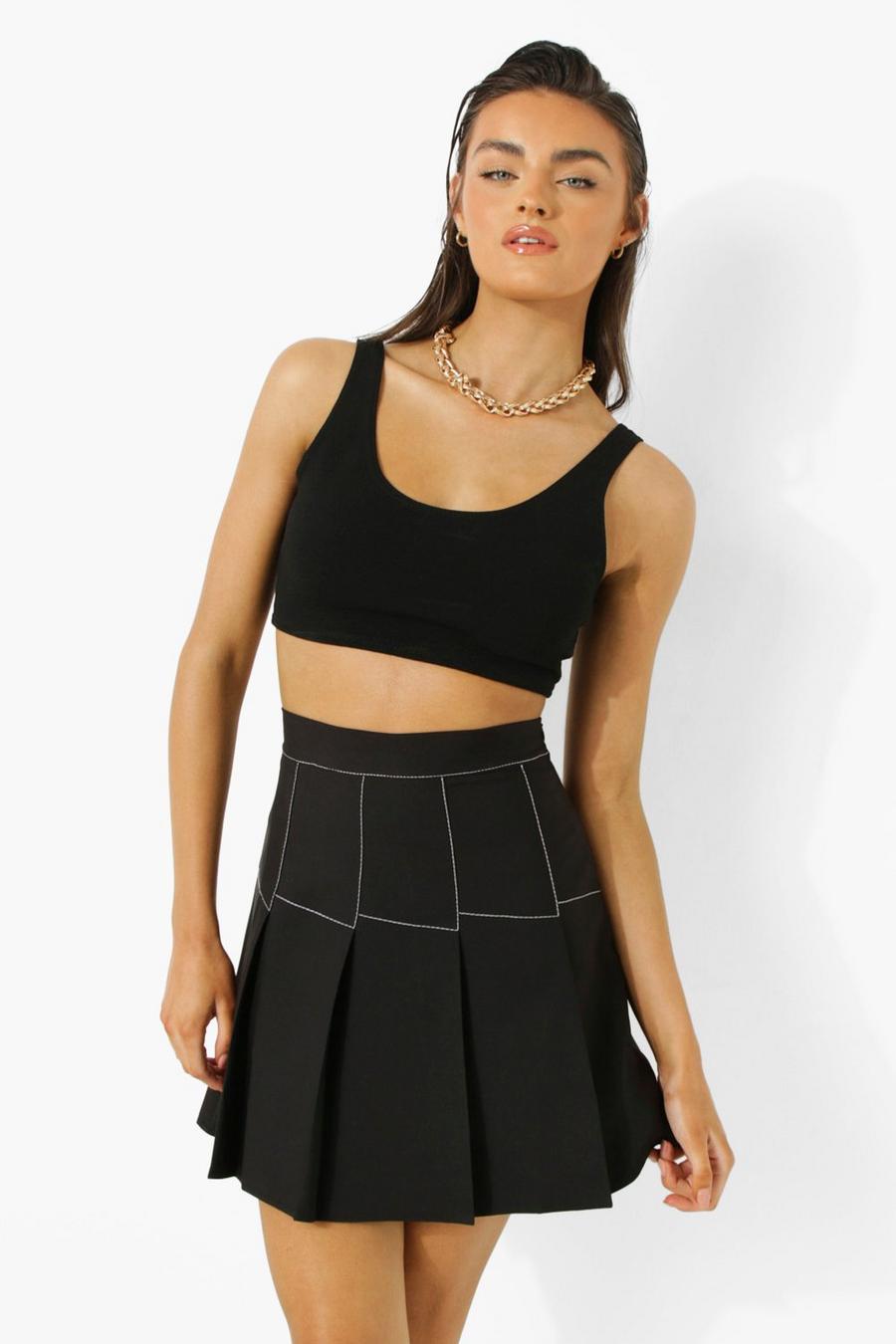 Contrast Stitch Tennis Skirt | boohoo