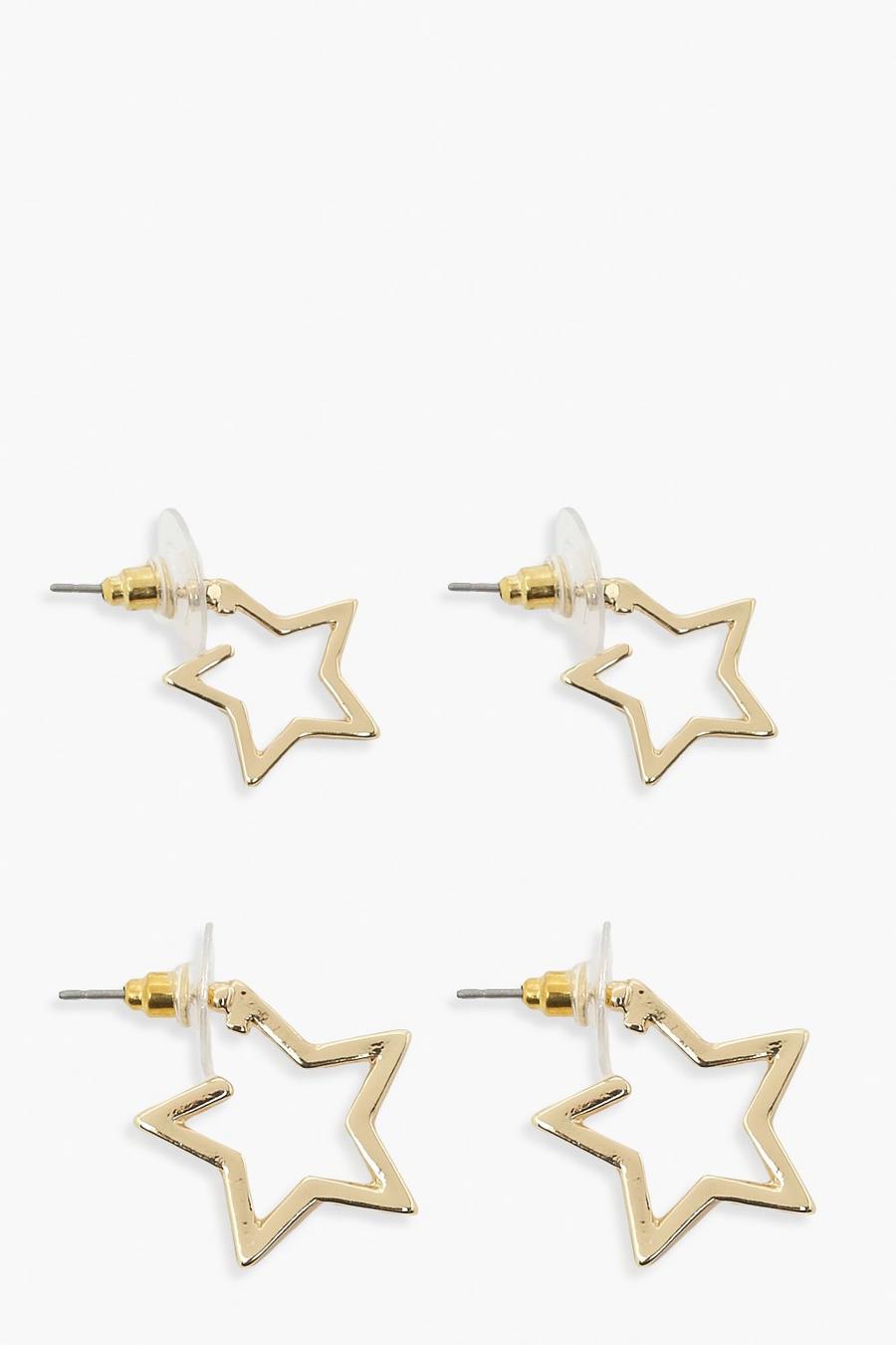 Gold 2 Pack Star Hoop Earrings image number 1