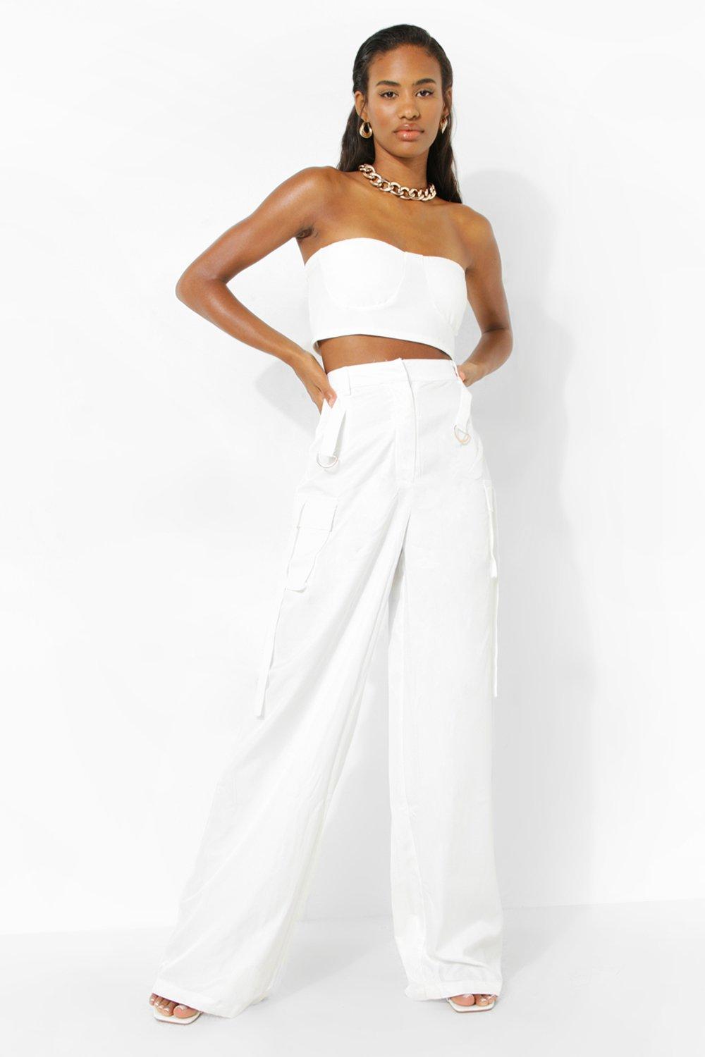 Boohoo best sale white trousers