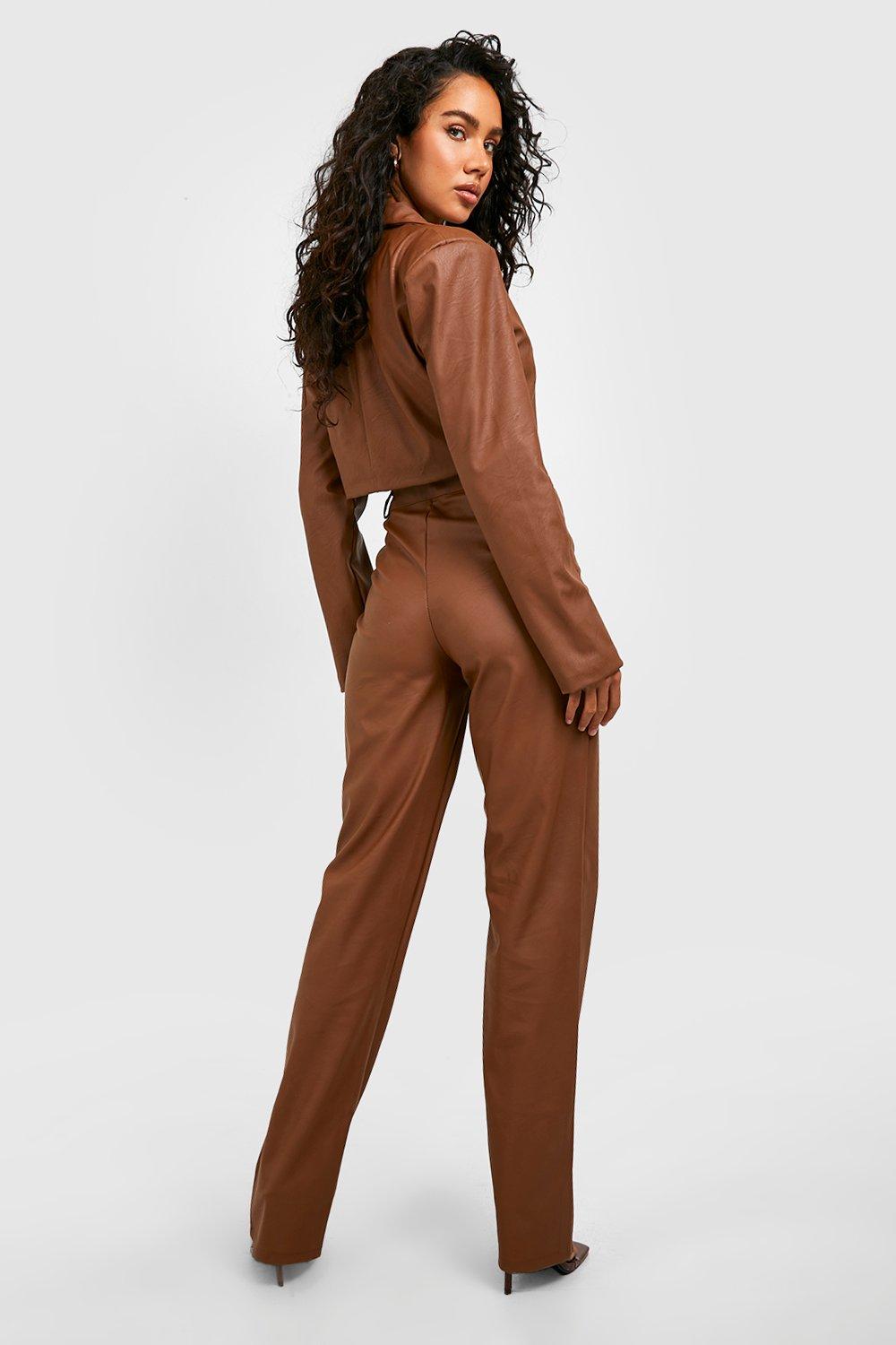 Wide leg faux leather trousers - Woman