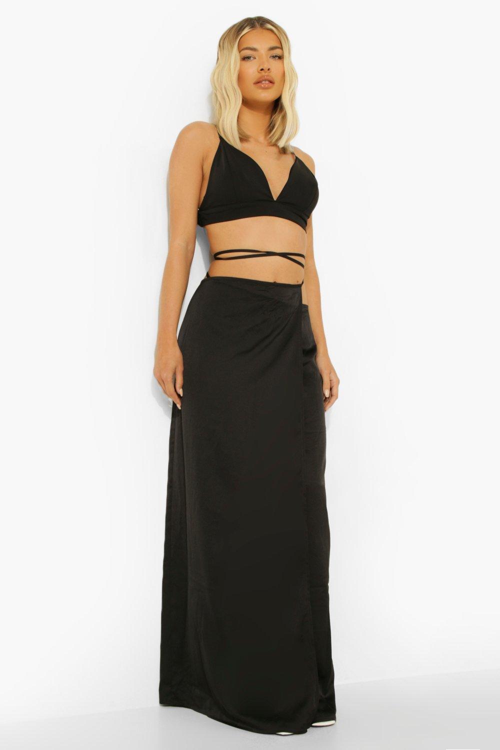 Satin Wrap Maxi Skirt