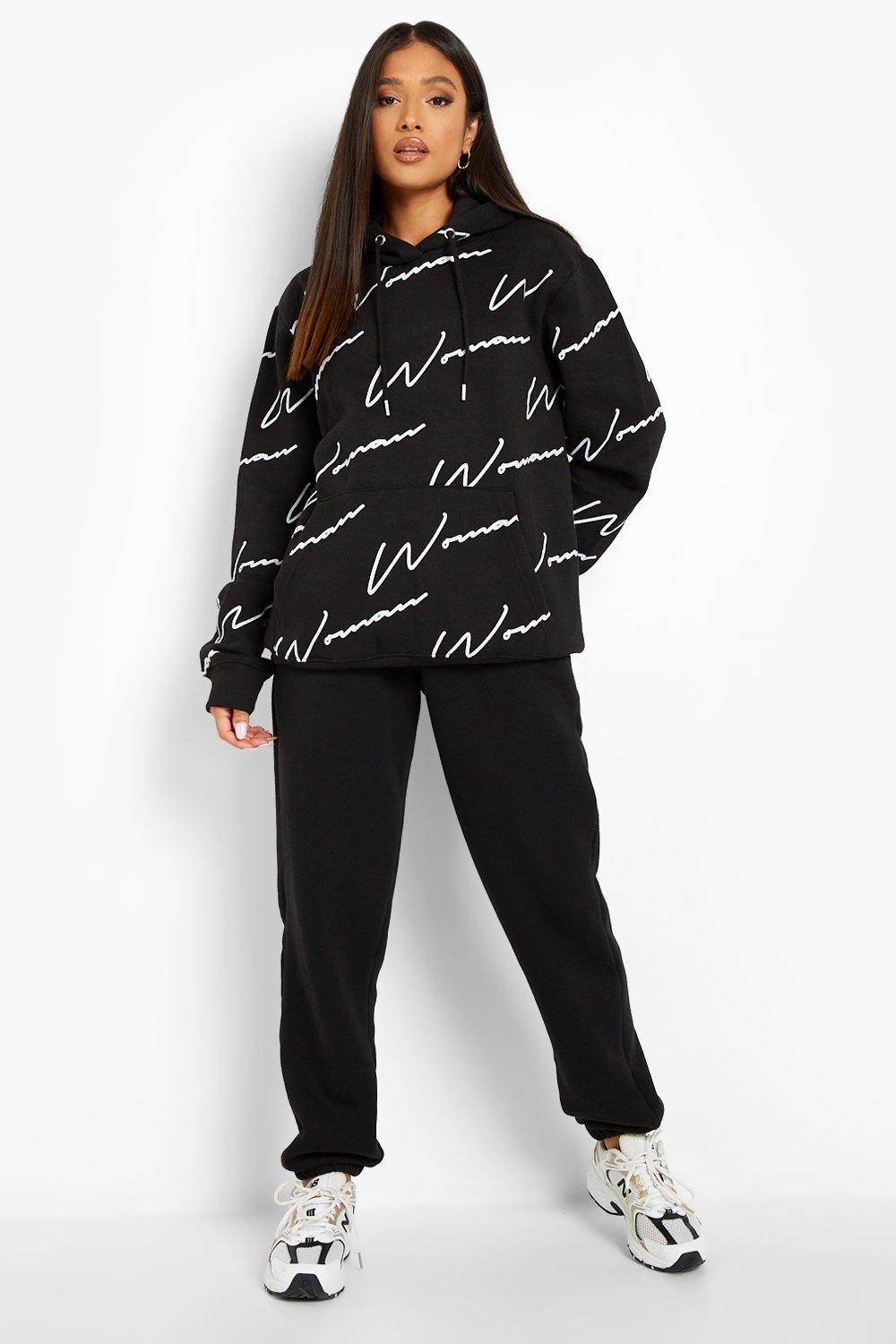 Woman script all over print oversized hoodie hotsell