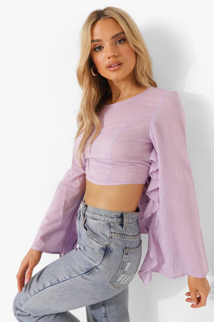 Lilac Ruffle Tie Back Blouse image number 1