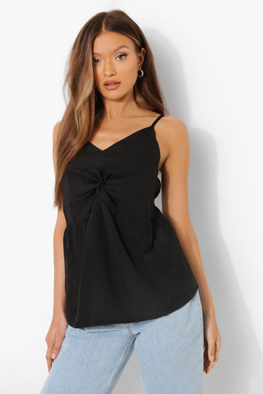 Black Woven Knot Cami Top image number 1