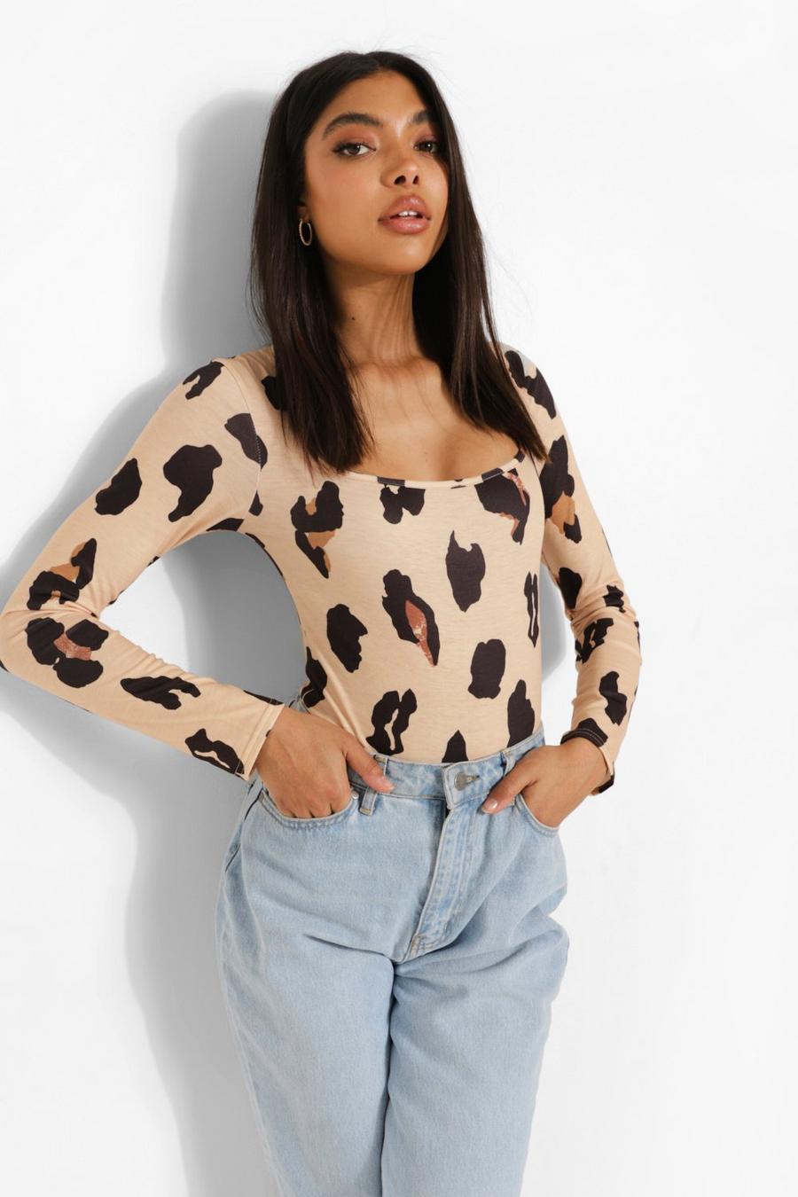 Tall Leopard Long Sleeve Jersey Bodysuit image number 1