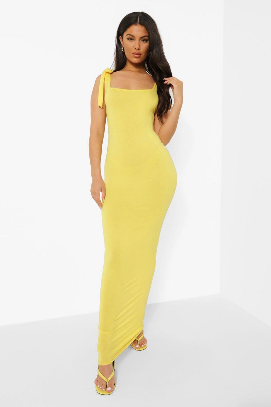 Yellow Extreme Tie Strap Maxi Dress image number 1