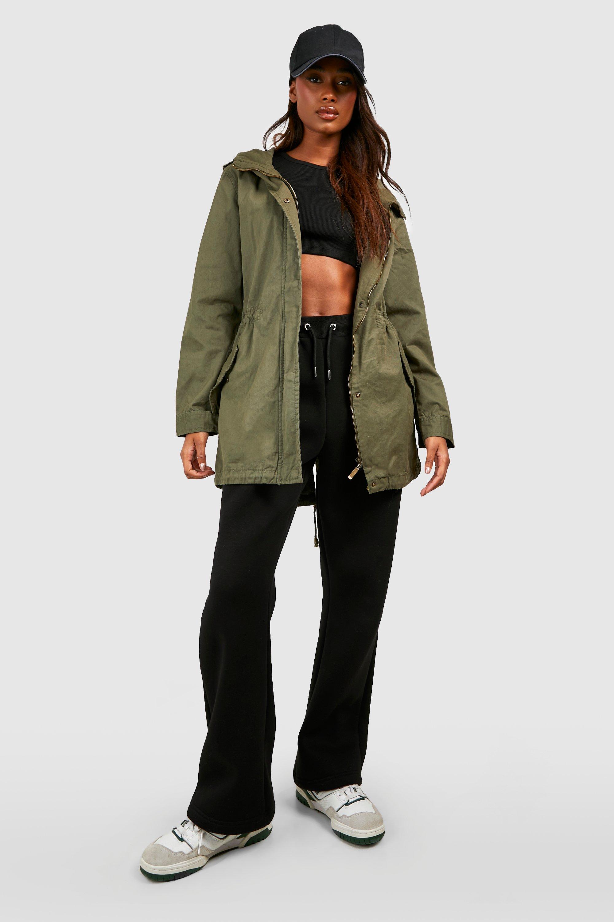 Womens khaki cheap hooded jacket