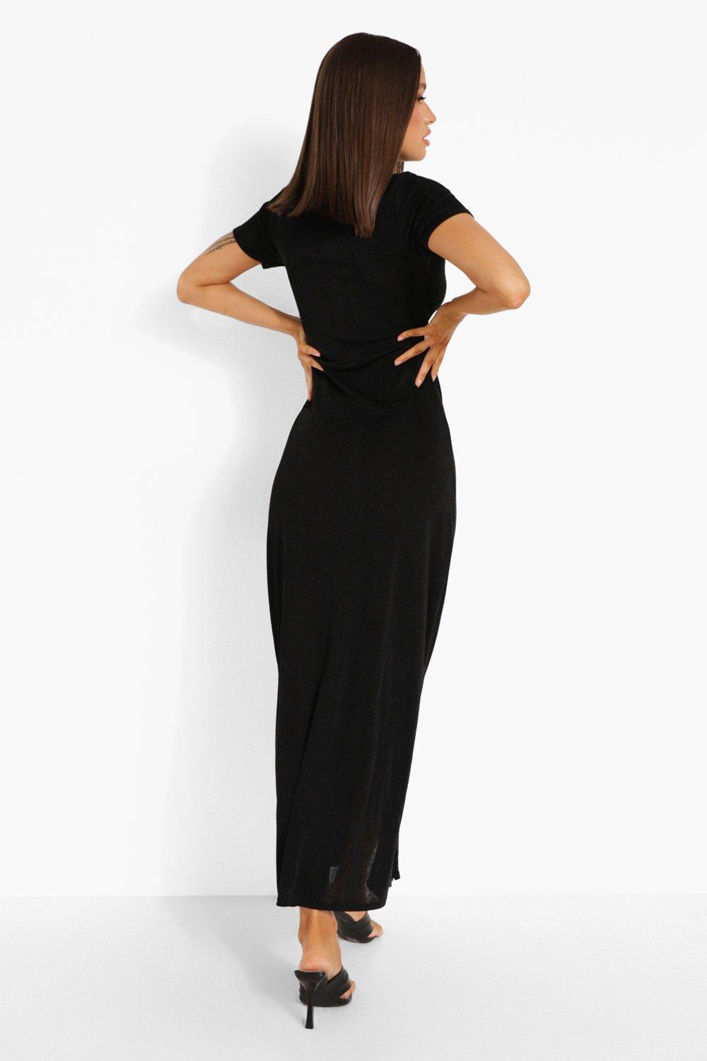 Short sleeve best sale black maxi dress