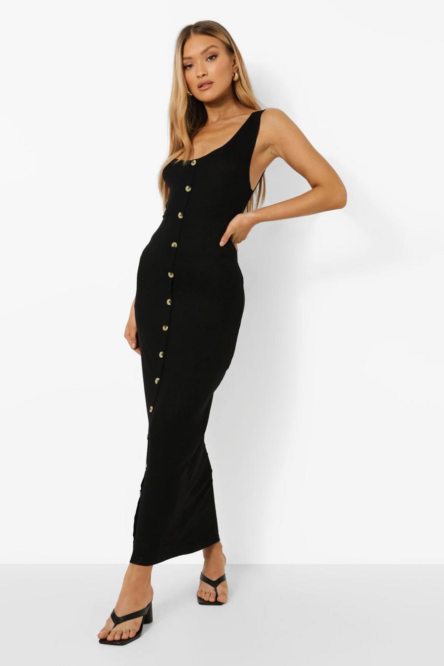 Black Button Through Strappy Maxi Dress image number 1