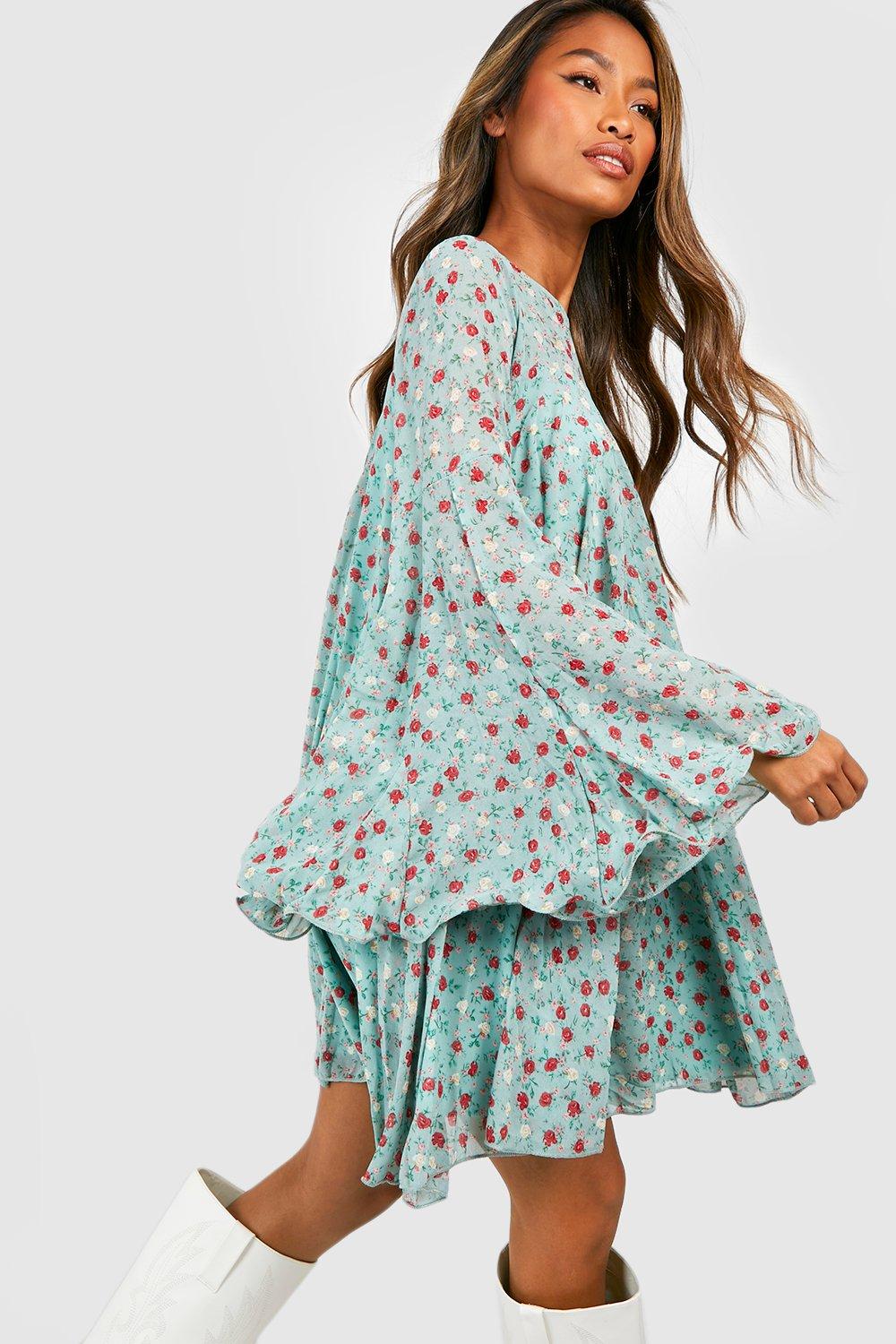 Only printed smock dress best sale