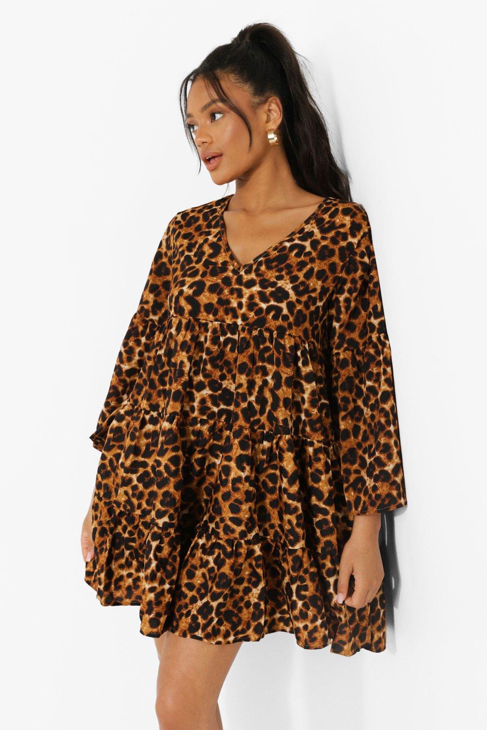 Animal print 2025 v neck dress