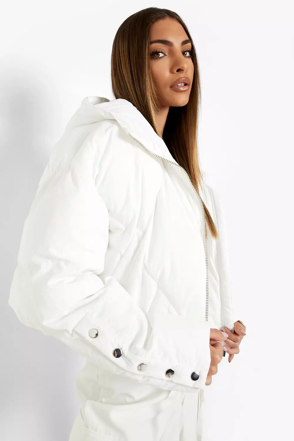 Boohoo white 2024 puffer jacket