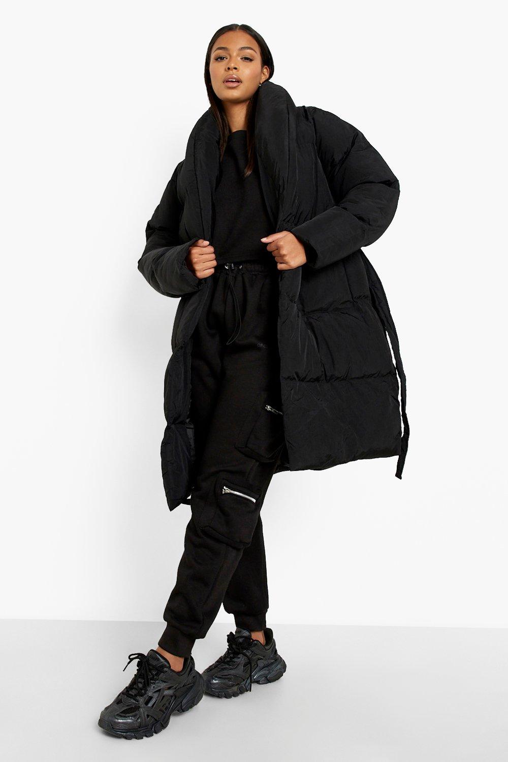 Longline belted hot sale puffer jacket