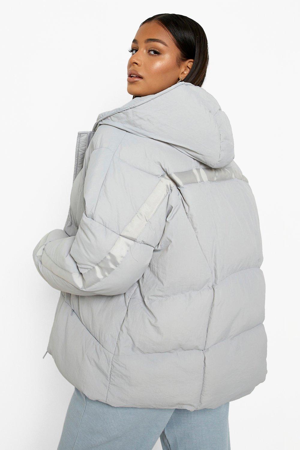 Oversized Puffer Jacket - Gray - Ladies