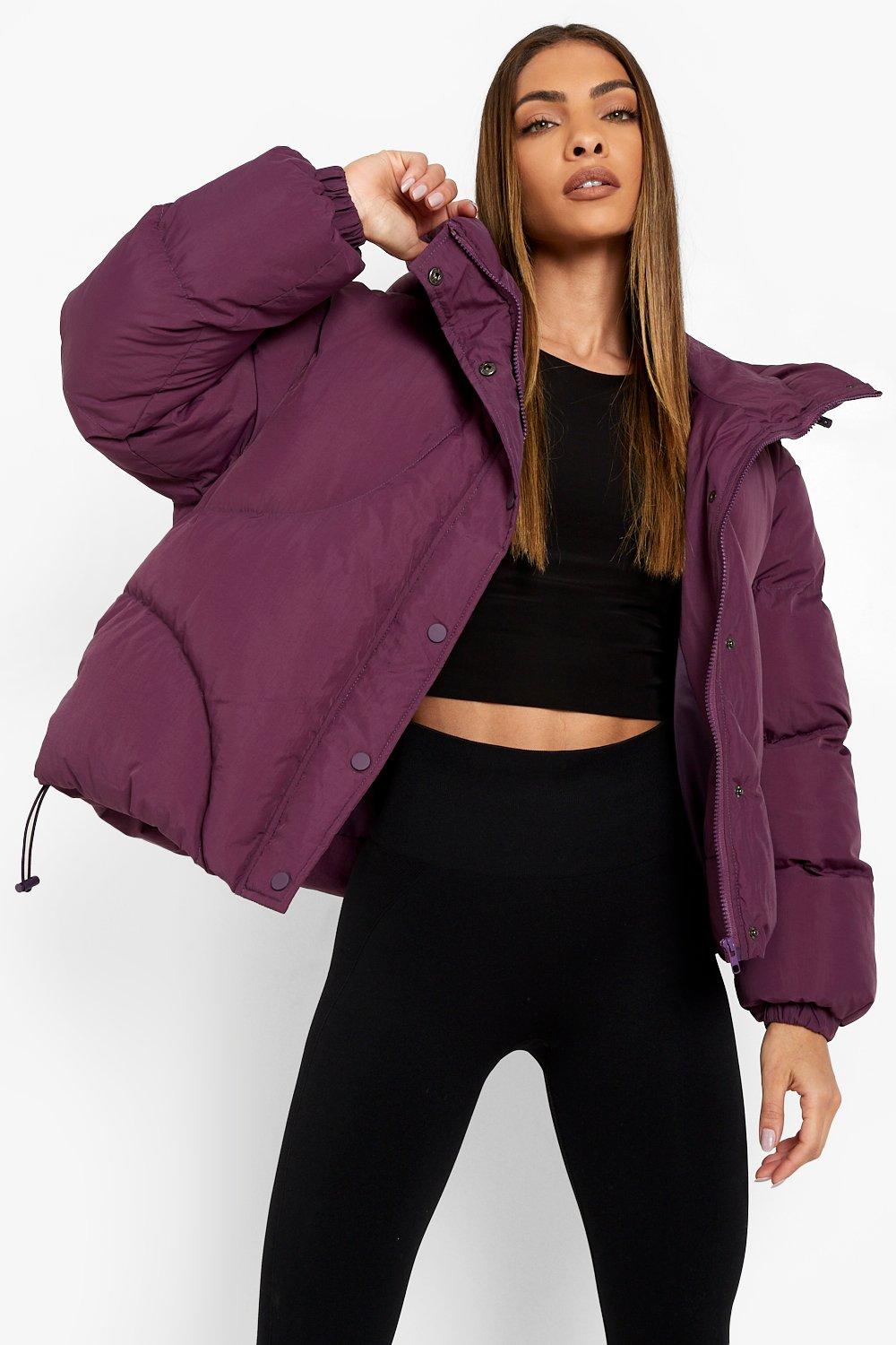 boohoo purple puffer jacket