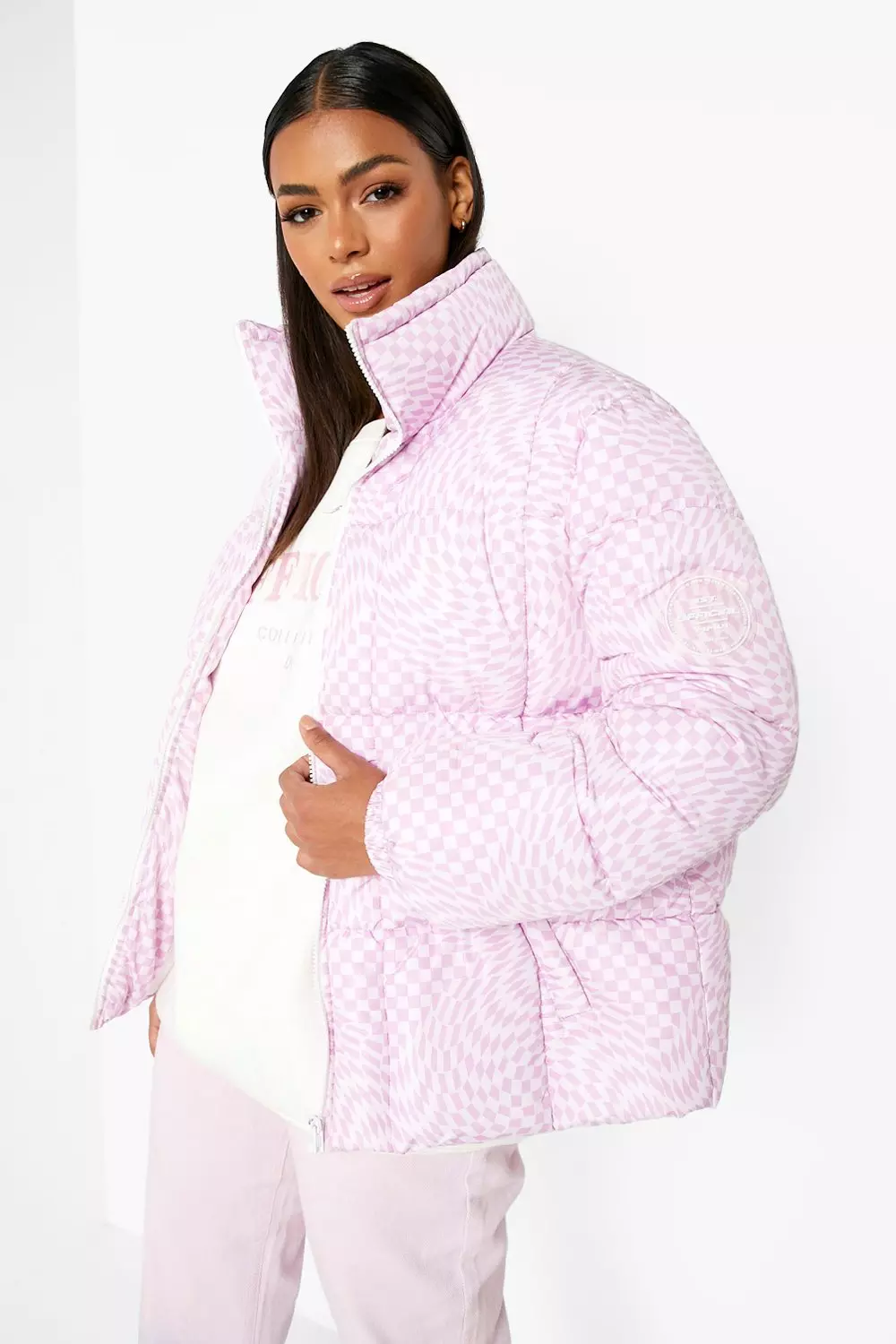 Boohoo pink hotsell puffer jacket