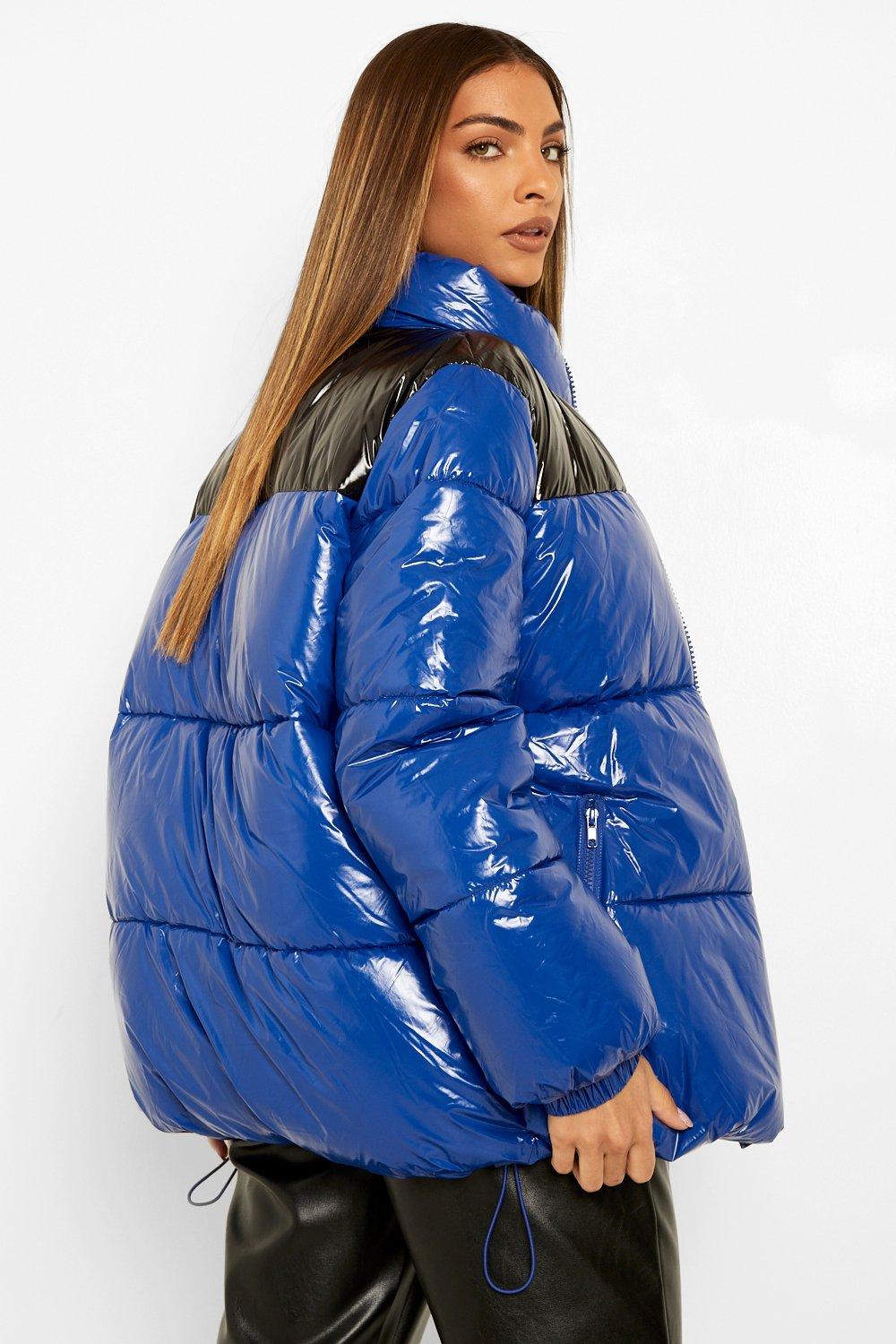 High shine puffer jacket women's outlet