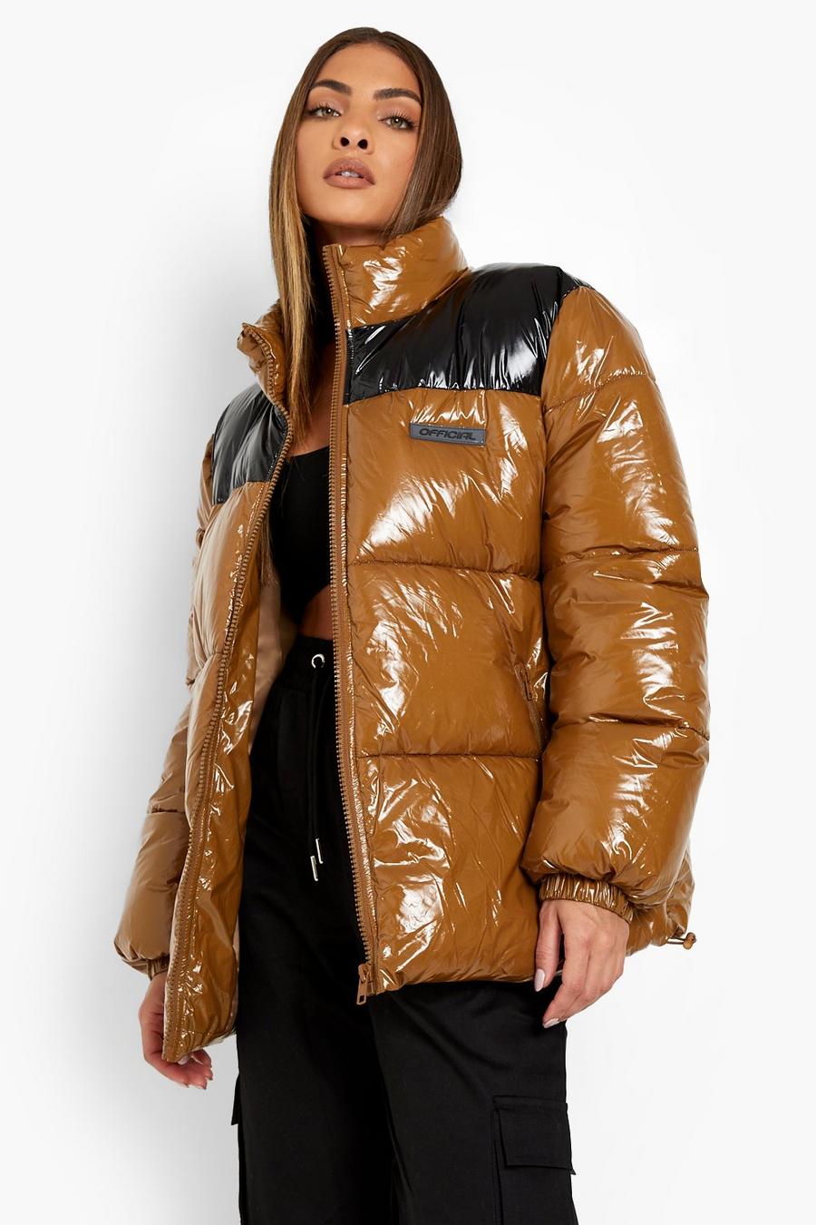 Chocolate Colorblock High Shine Puffer image number 1