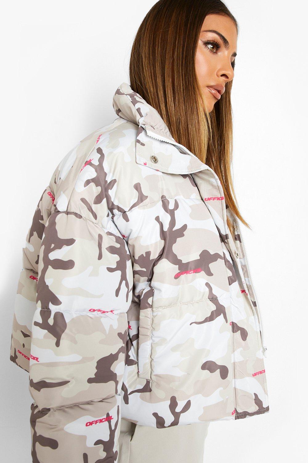 Camo Print Puffer Jacket