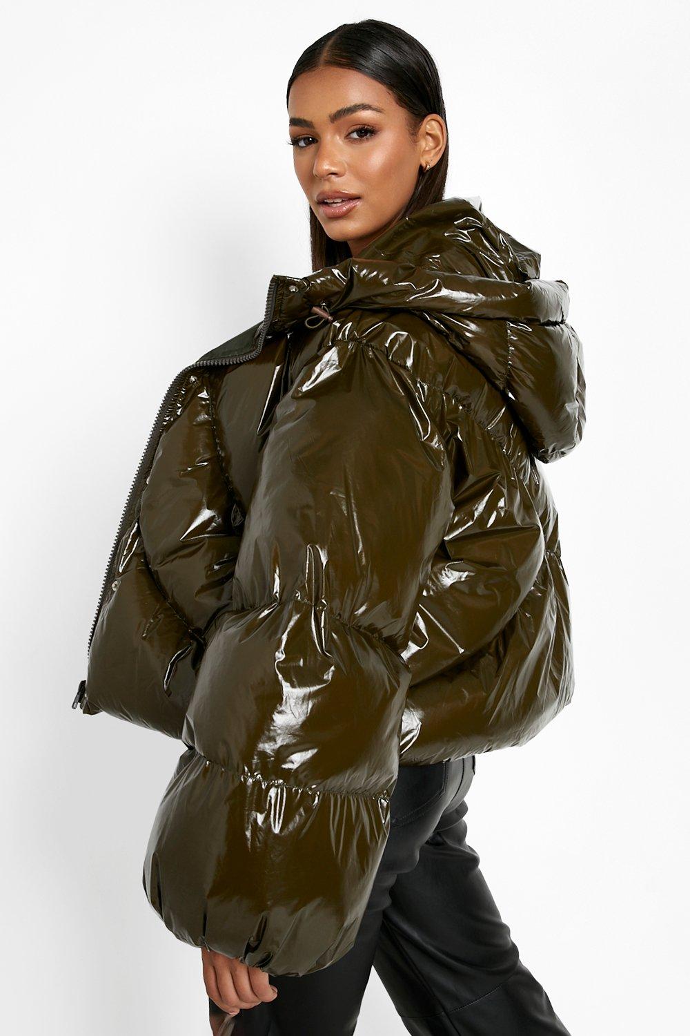 High shine hotsell vinyl puffer jacket