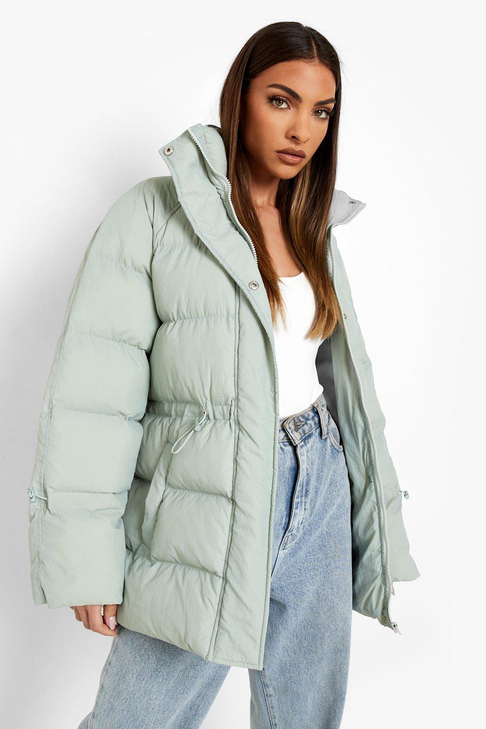 Mint green puffer jacket sale