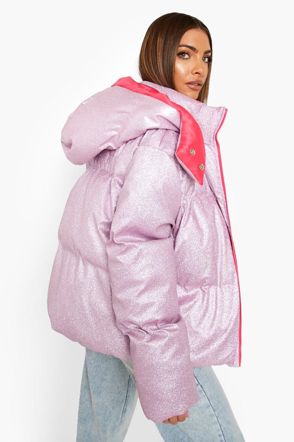 Glitter puffer coat on sale