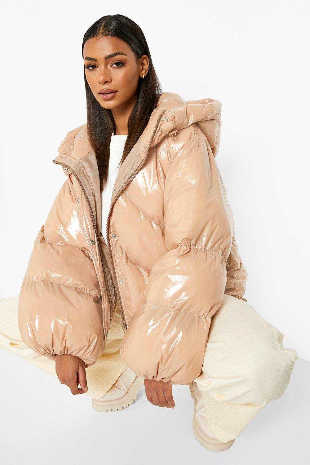 long puffer coat nude