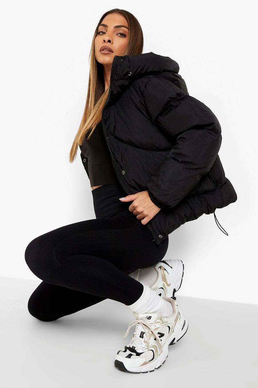Black Quilt Detail Hooded Puffer image number 1