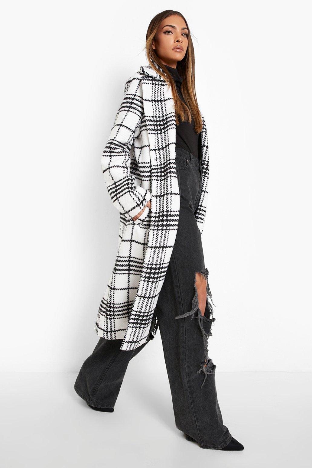 Boohoo checked clearance coat