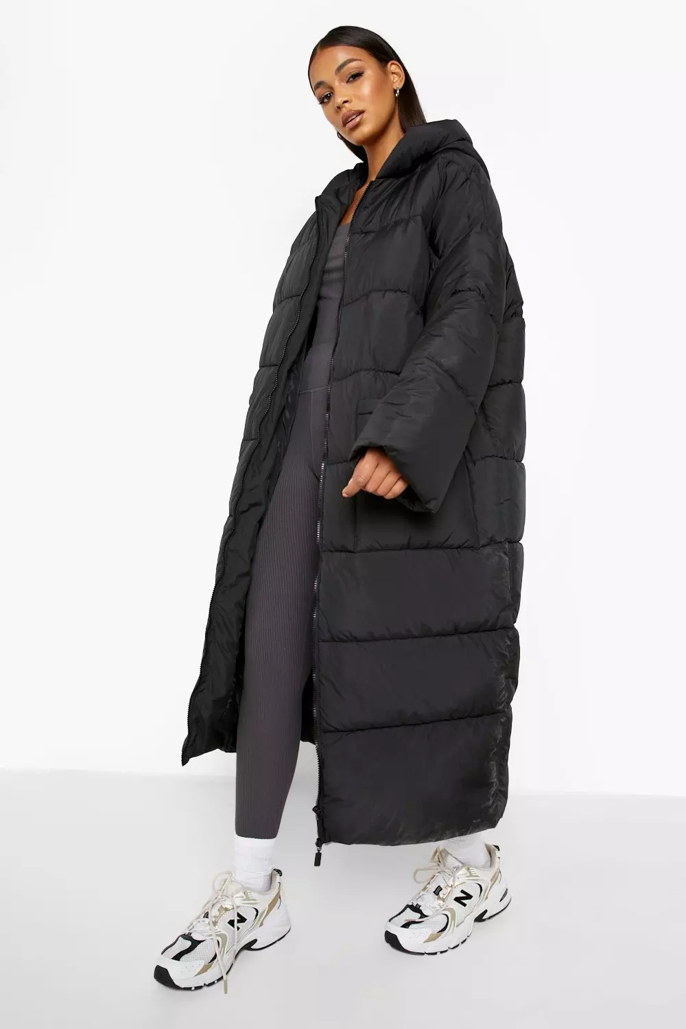 Boohoo longline store padded coat