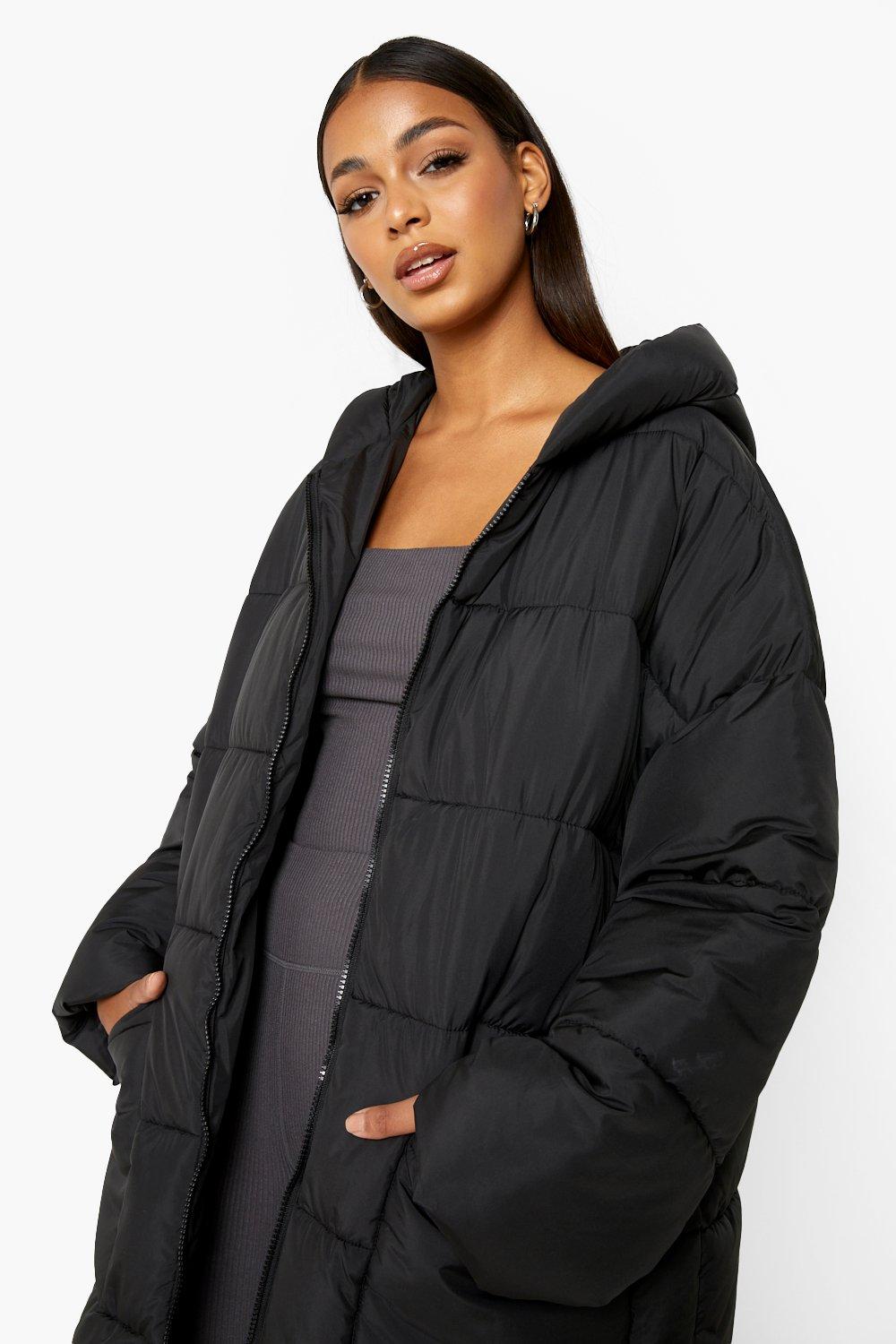 Longline black puffer sale jacket women's