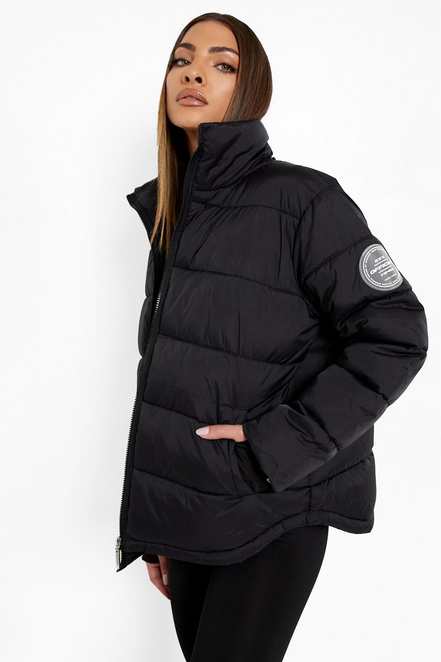 Black Official Embroidered Puffer Jacket image number 1