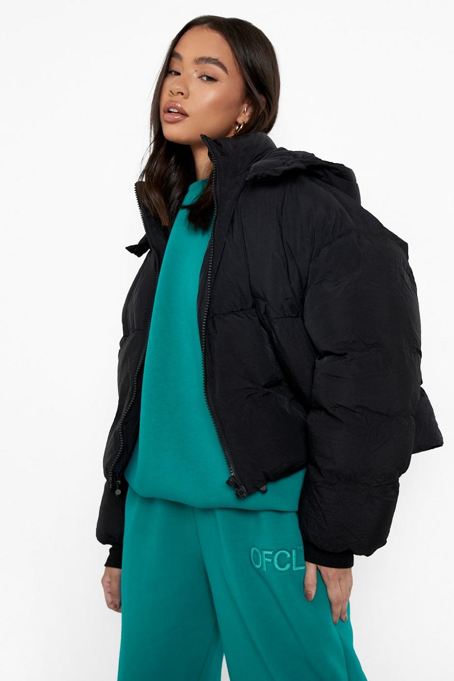 Black nero Hooded Oversized Puffer Jacket
