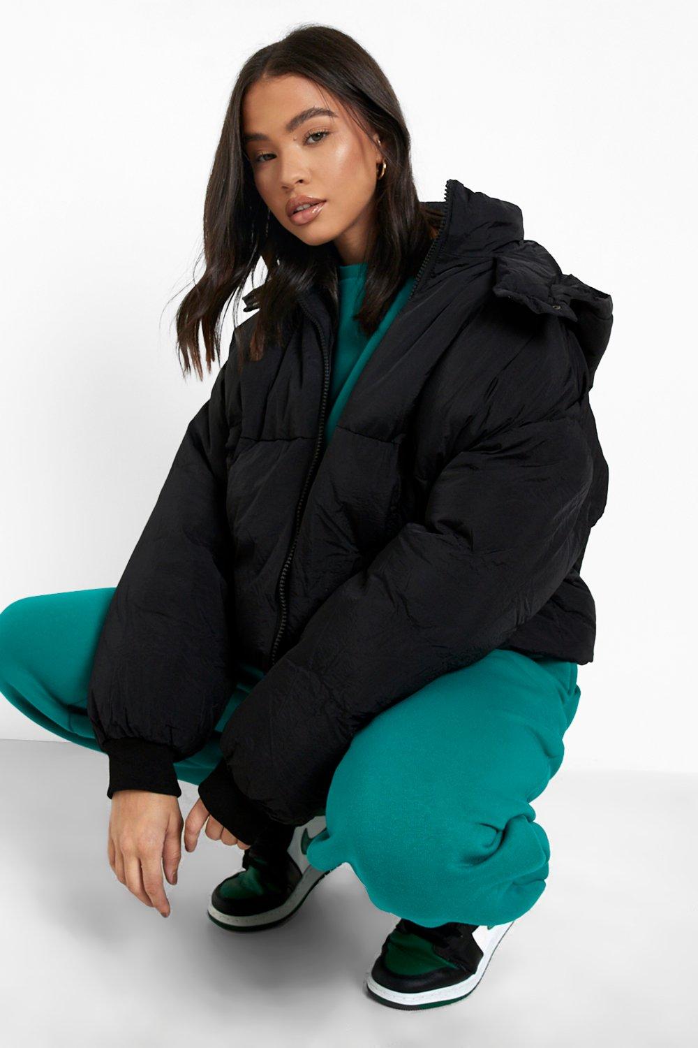 Boohoo oversized discount hooded puffer jacket