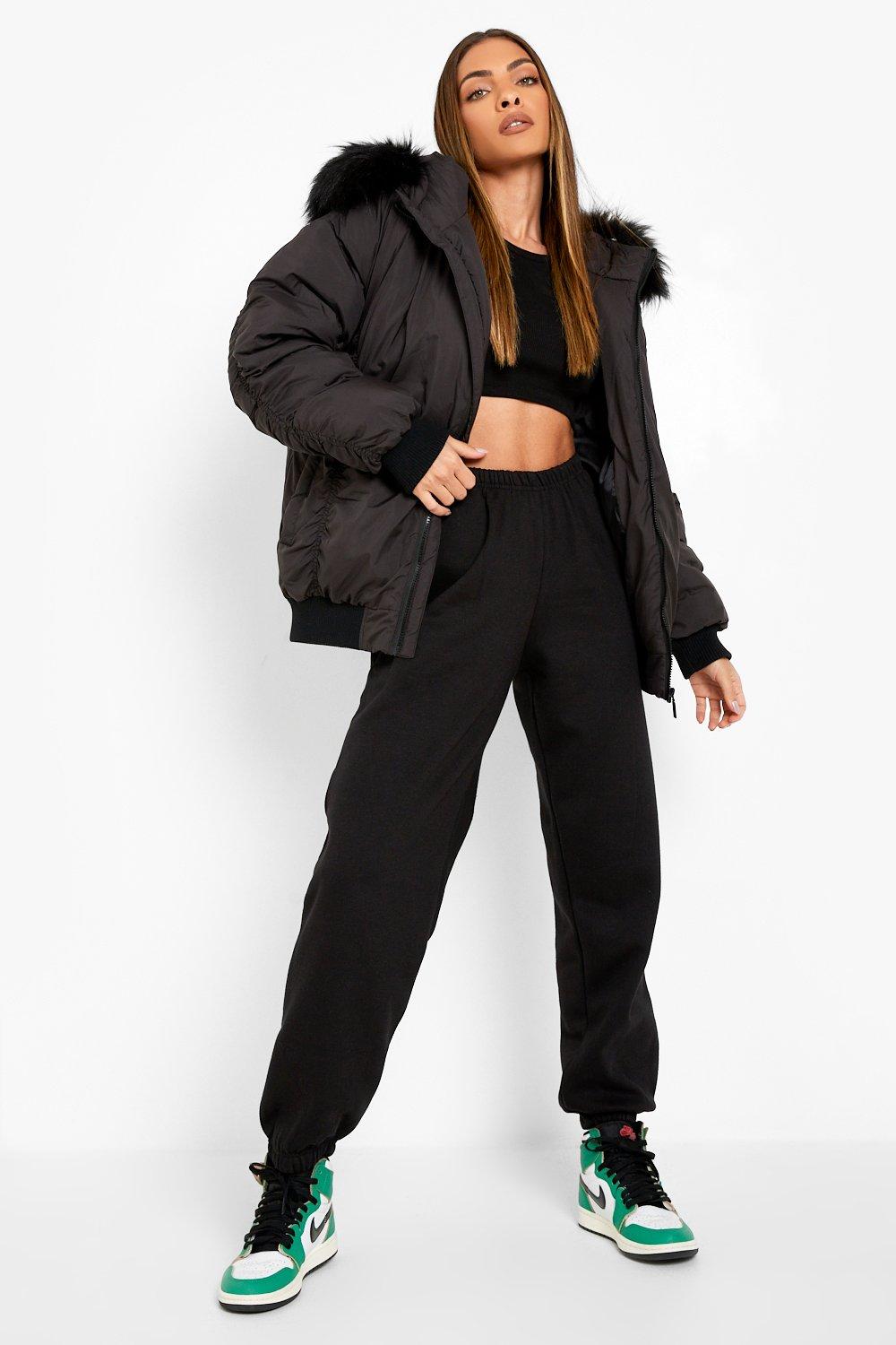 Fur trim bomber outlet jacket