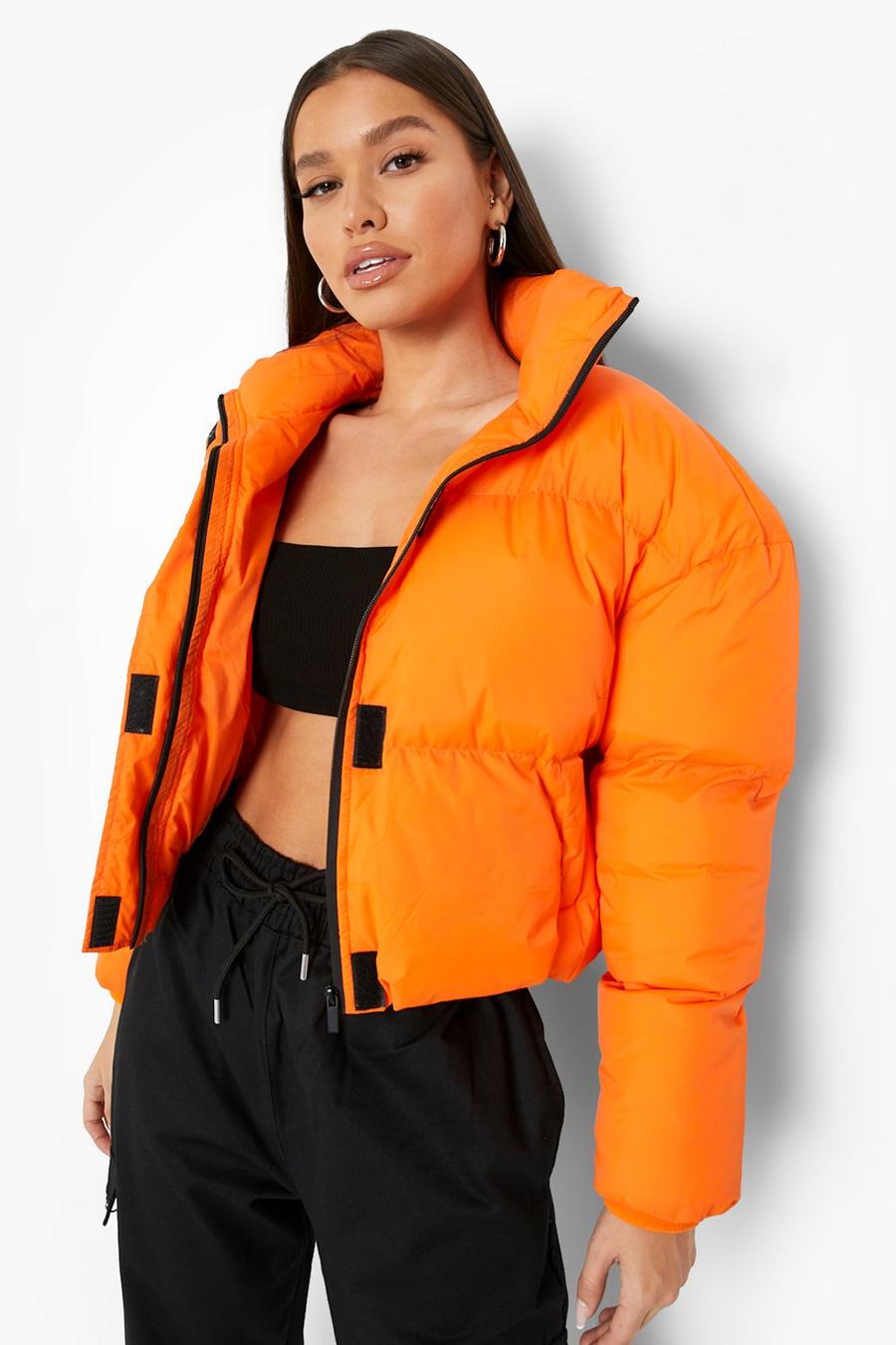 Wattierte Jacke mit Trichterkragen, Orange image number 1