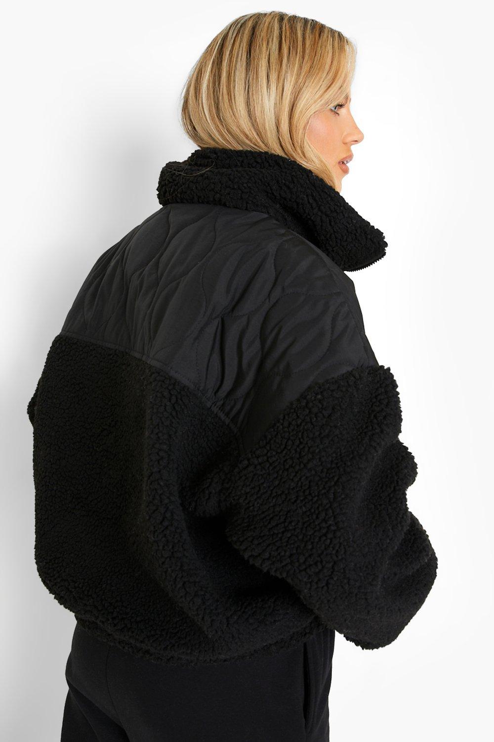 Boohoo quilted sale faux fur jacket