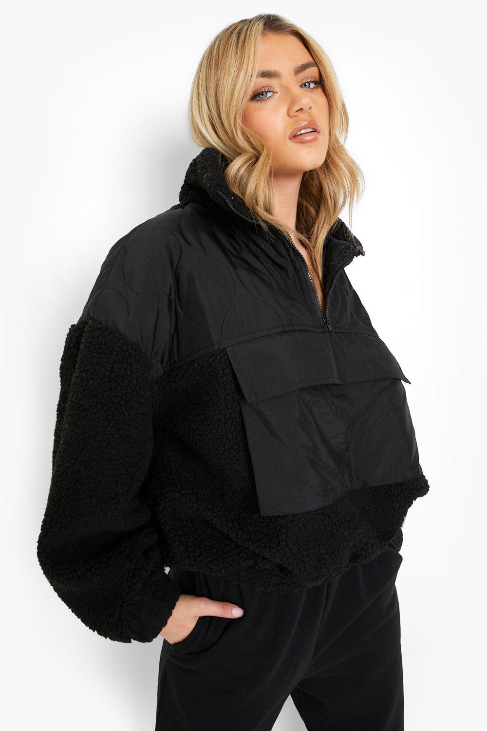 Quilted Faux Fur Panel Jacket boohoo IE