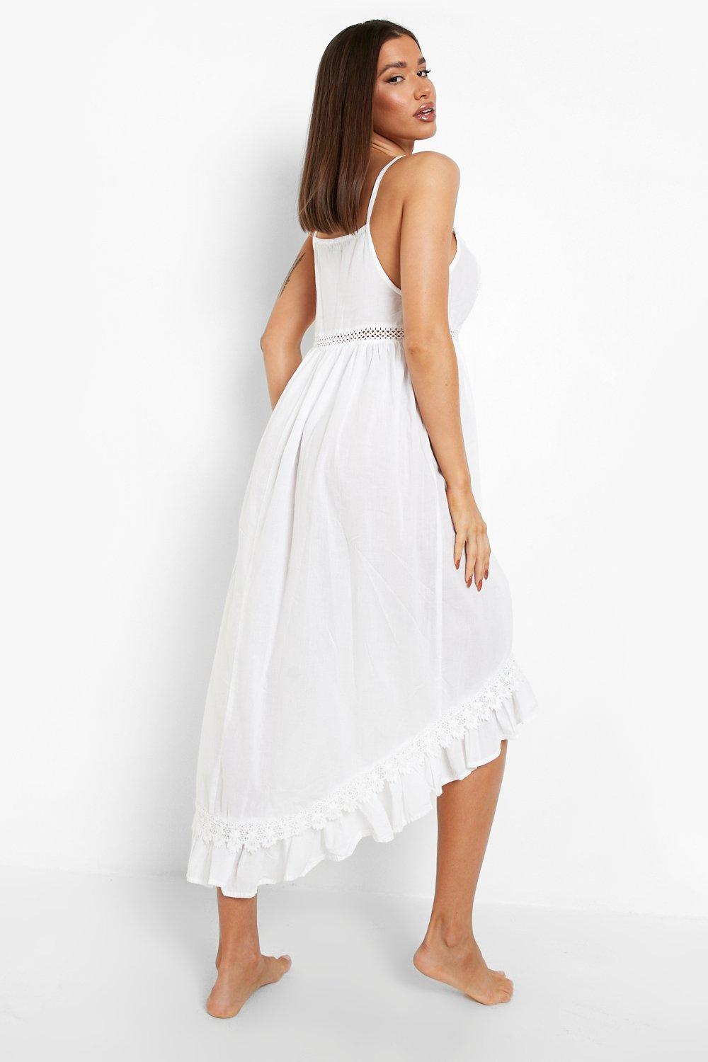 White Cheesecloth Strappy Tiered Cami Dress